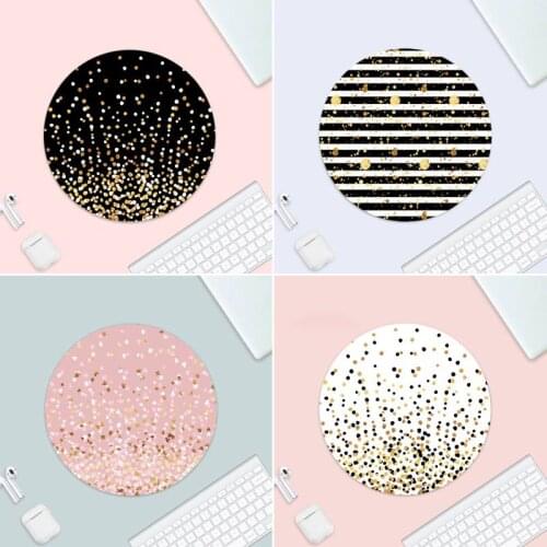 Floating Dots Black And Gold On White Beautiful Mice Retail Small Rubber Mousepad Desk Table Protect Game Office Work Round