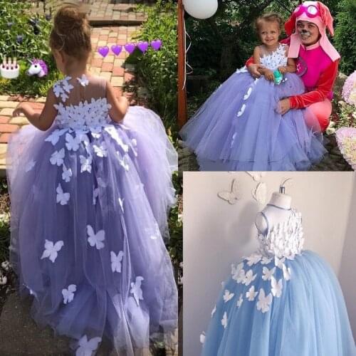 Tiered Ruffles Flower Girl Dresses Champagne Lace Cascading Kids Pageant Princess Gowns For Wedding First Communion Dresses