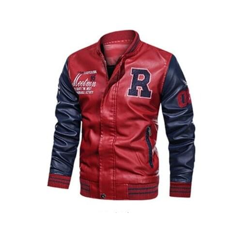 New Men Leather Jacket 2021 Brand Embroidery Baseball PU Jackets Male Casual Luxury Winter Warm Fleece Pilot Bomber Jacket Coat