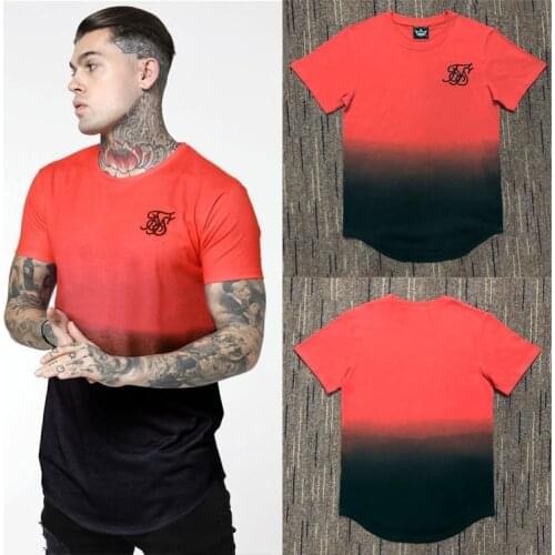 Mens Casual T-shirts Short Sleeve Gradient siksilk O-neck T-shirt for Men Clothes 2019 Brand T-shirts New Men Fashion T-shirt