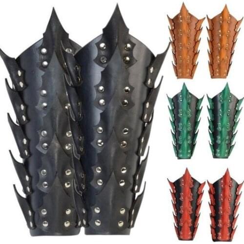 Fantasy Larp Arm Guard Armor Cuff Leather Scale Bracer Viking Warrior Knight Costume For Men Women Medieval Celtic King Gauntlet