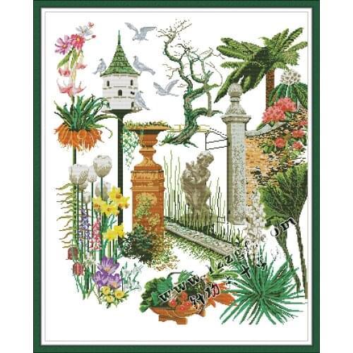 Everlasting Love Beautiful garden Chinese Cross Stitch Kits Ecological Cotton Printed 14CT 11CT Gift Wedding Decoration For Home