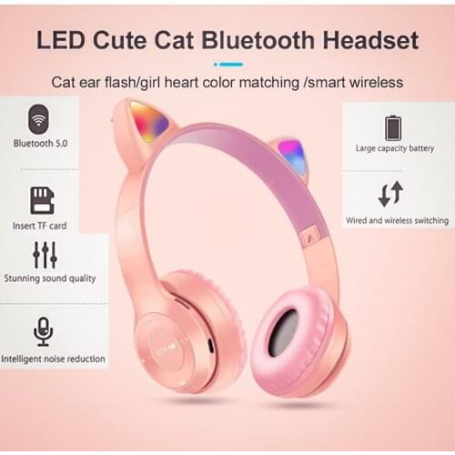 5.0 Auricle Bluetooth New Cat Ear Binaural Large Capacity Mobile Phone Computer Game Sports Music Wireless Headset Gamer