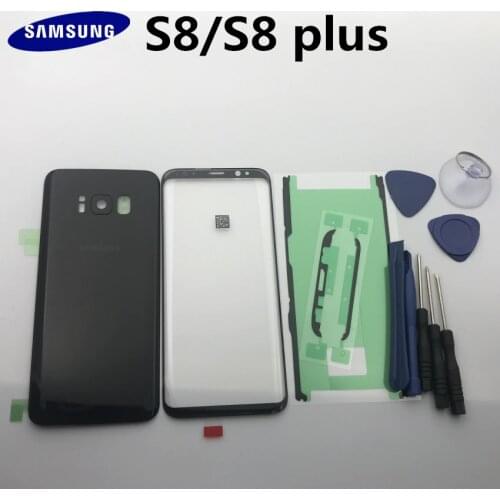 New Original For Samsung Galaxy S8 G950 S8+Plus G955 Back Glass Rear Battery Cover Door+Front Glass Lens+Adhesive+Tools