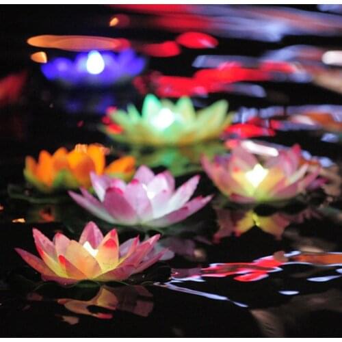 Floating Lotus Light Pool Outdoor Garden Water Flower LED Lamp Lights Electronic Candle LB88