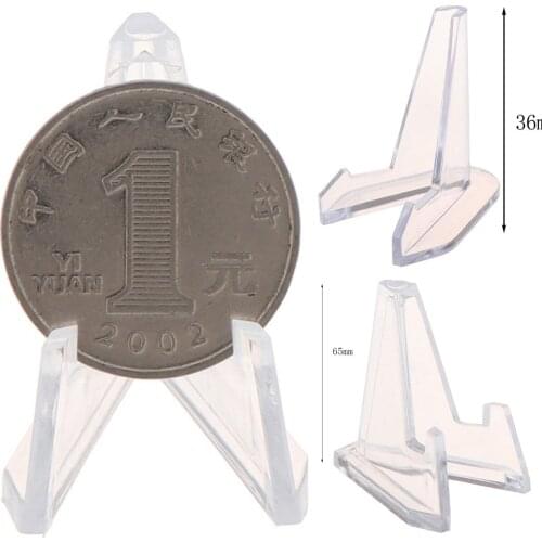36mm 65mm Acrylic Jewellery Stand Holder Card Display Show Stand Collectibles Mini Coins Easel Medal Badge Holder Display Stand
