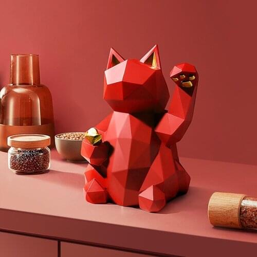 Resin Sculpture Lucky Cat Statue Decoration Fashion Modern Home Decor Statue Gift Desktop Furnishings Home Accessories Ornaments