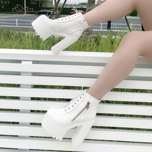 14CM Platform Short Boots High Heels Coarse Pole Dance Shoes Stripper Sexy Stage Show Models Party Nightclub Gothic Exotic