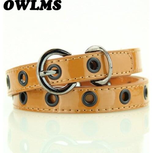 Luxury PU Leather Belt women Belts High Quality Reversible double pin Buckle With Dark Brown Black gifts cutout punk thin design