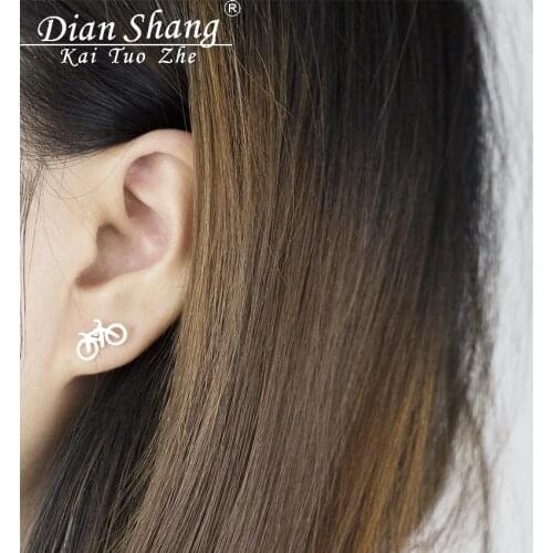 Earings Fashion Biker Jewelry Cute Korean Brincos 2017 Tiny Bike Bicycle Stud Earrings For Women Mens Best Friend Gifts Aros