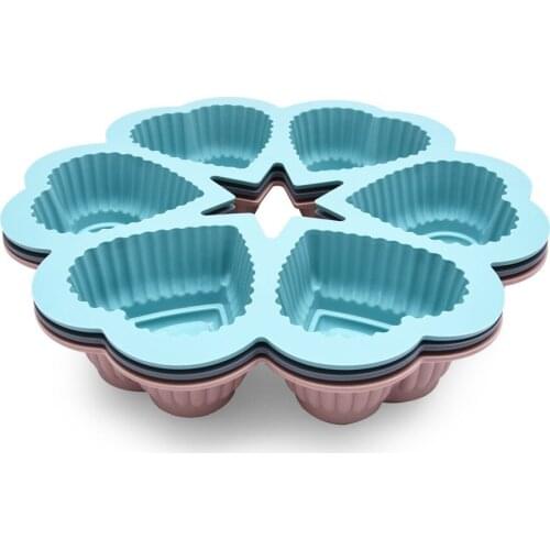 6 Slots Heart Shape Silicone Cake Mould Mousse Muffin Chocolate Mold Round Baking Tools for Cakes Cooking Forms
