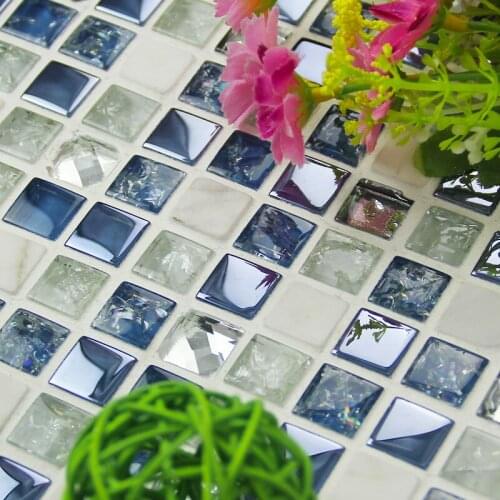 Blue glass mixed stone and diamond mosaic tiles HMGM1154 for bathroom shower living room home improvement kitchen backsplash