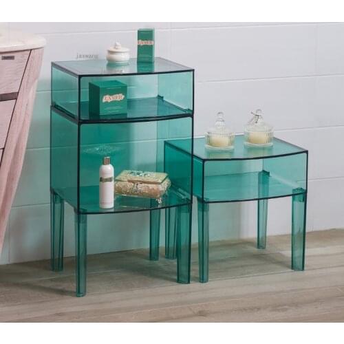Nordic Transparent Acrylic Bedroom Bedside Cabinet Living Room Dormitory Plastic Bedside Table Multi-layer Hotel Storage Cabinet