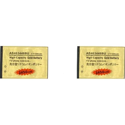 2pcs/lot 2450mAh AB463446BU Gold Replacement Li-ion Battery For Samsung SGH GH E251 E258 E350 E428 E500 + Tracking Code