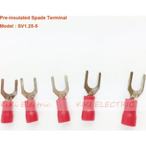 SV1.25-5s/l Insulated Spade Terminal Fork Type Pre Insulated Electrical Wiring Terminals Connector for 22AWG-16AWG 19A max