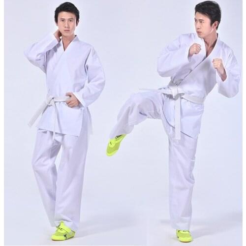 White Adult Karate Uniform Breathable Dobok Taekwondo Belt Karate Suit Clothes For Kids Men White Uniform Kung Fu Costume