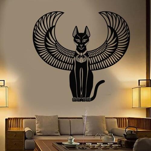Bastet Vinyl Wall Sticker Decals Bedroom Decoration Ancient Egyptian Cat Goddess Of Egypt Wall Decal Mural Living Room L936