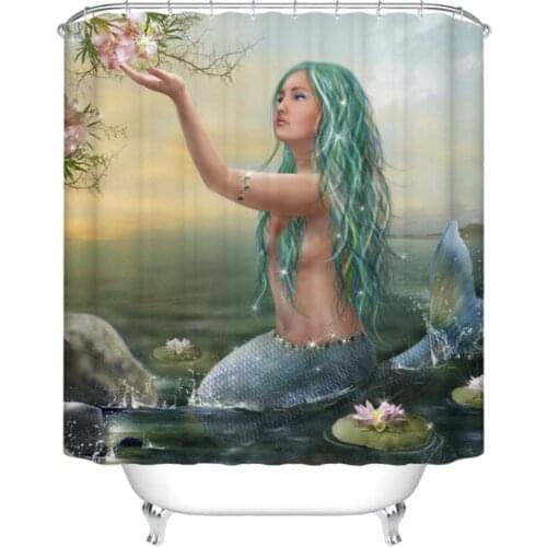 Good Bath Mermaid Lotus Shower Curtains, Underwater Ocean Sea World Waterpoof Polyester Bathroom Decor Bath Curtain,72 X 72 Inch