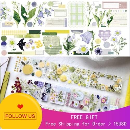 1 Loop Floral Decorative Washi Tape Sample Lily Valley Daisy Poetry Berries