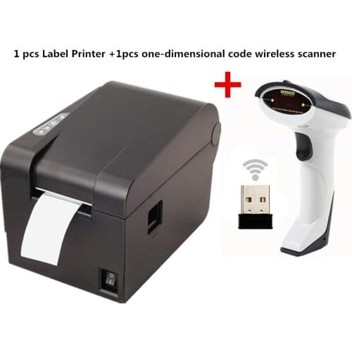 1pcs wireless scanner+ Barcode label printers Thermal clothing label printer Support 58mm printing Paper/label printing doubles