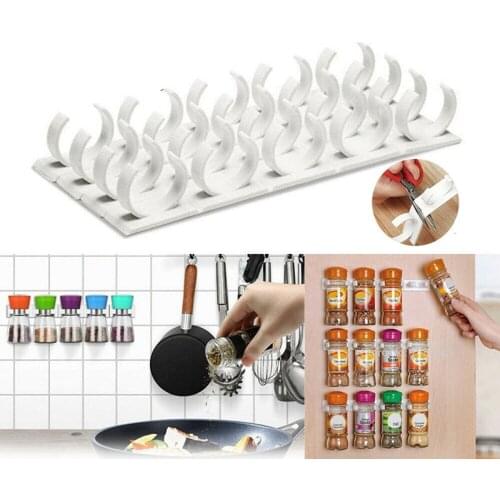 2/4 Layers Spice Rack Organizer Wall Cabinet Door Hanging Spice Jars Clip Hooks Set Storage Holder Gripper Kitchen Accessories
