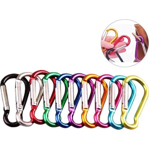 20PCS D Shape Carabiner Buckle Outdoor Camping Hiking Hanging Water Bottle Bag Buckles Aluminum Key Chain Clip Keyring Snap Hook