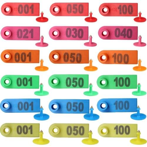 20PCS Sheep Ear Tags Set Plastic Livestock Animal Markers Red Pink Green Blue Yellow Orange for Goat Label Identification Card