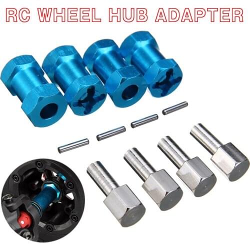 4pcs Aluminum Alloy 12mm Wheel Hex Hubs Adapter Extension Conversion Nuts for 1/10 RC Car Upgrade Tires