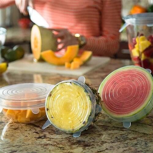 6/12pcs Silicone Cover Stretch Lids Reusable Airtight Food Wrap Covers Keeping Fresh Cover Sealing cap Cooking Cookware 5z
