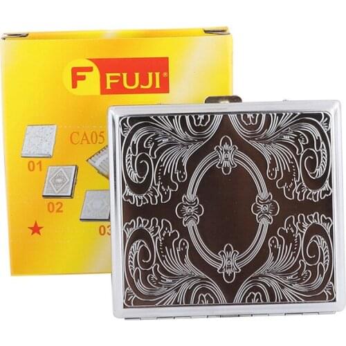 Stainless Steel Cigarette Case 20 Cigarette Case Storage Holder Container Pocket Size With 2 Clips,Pattern Random