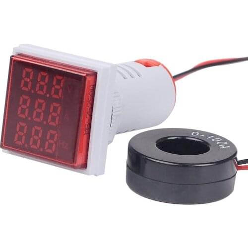 ST17VAH 3 In 1 Voltmeter Ammeter At Hz Digital Voltage Indicator AC 60-500V 0-100A 20-75Hz 3 In 1 Indicator