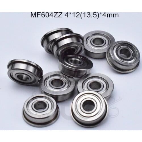 F604zz 4*12(13.5)*4mm 10pieces Flange bearing F604 604 metal sealed free shipping ABEC-5 chrome steel miniature bearings
