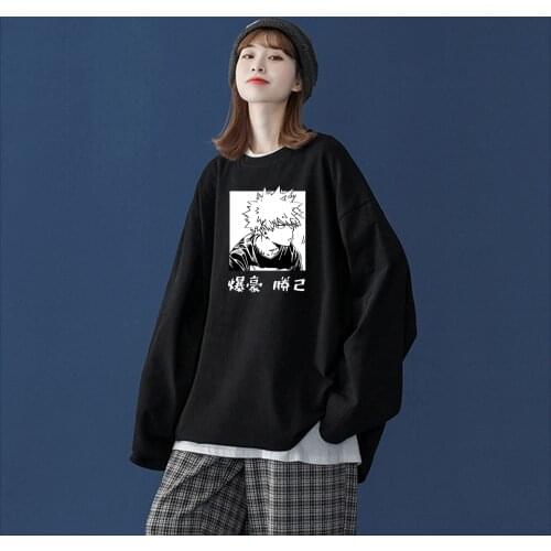Anime My Hero Academia Harajuku Bakugou Katsuki Manga Mens T-shirt Men Women Oversized Autumn Korean Fashion Cotton Long T Shirt