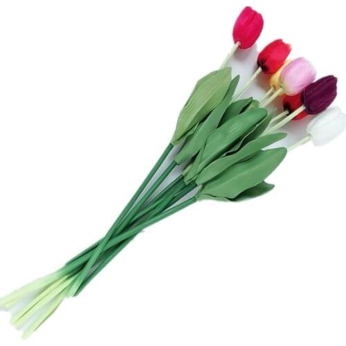 60cm Artificial Tulip Flower Branch with Green Leaves Wedding Festival Party Supplies flores artificiales para decoracion hogar