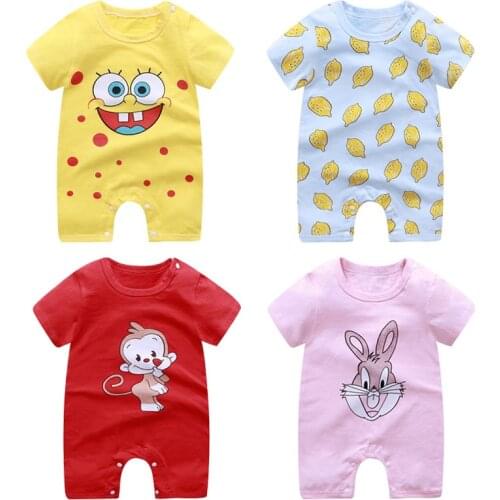2021 Summer Newborn Baby Rompers Short Sleeved Cartoon Cotton Body Suit One Piece Baby Pajama Outfits Baby Boys Girls Clothes