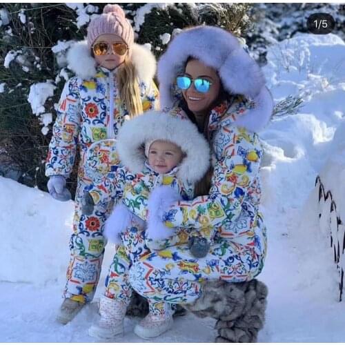 Super real fur 2019 Winter jumpsuit women white duck down jackets Womens ski suit down jacket outdoor suit outerwear ski suit