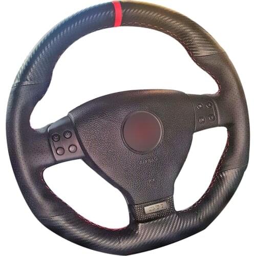 Carbon Fiber Leather Black Leather car Steering Wheel Cover for Volkswagen Golf 5 Mk5 GTI VW Golf 5 R32 Passat R GT 2005
