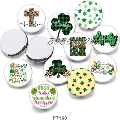 LUCKY Clover 12mm18mm 20mm Snap button jewelry DIY Bracelet Round photo glass cabochons P7160