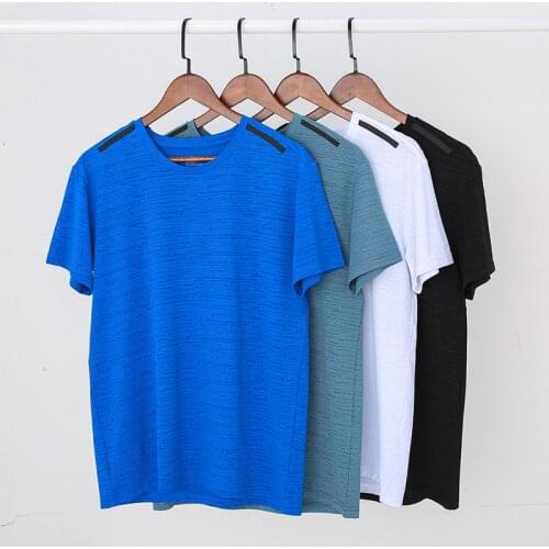 Short-sleeved Mens Round Neck Solid Color Quick-drying Clothes Summer New Fitness Training Breathable Loose Sports T-shirt Men