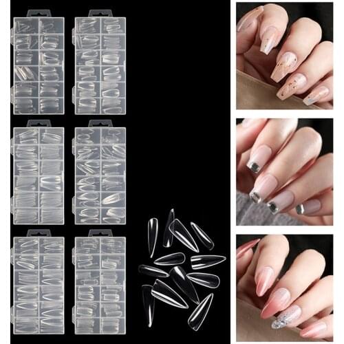 New 120Pcs/bag Full Cover Quick Building Mold Tips Nail Dual Forms Finger Extension Nail Art UV Builder Easy Find Nail Tools