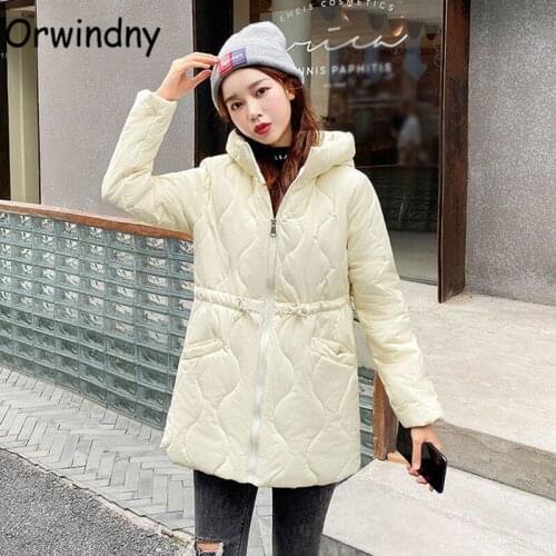 Orwindny Solid Jacket For Autumn And Winter Drawstring Slim Fashion Warm Coat Women Casual Hooded Parkas Casaco Feminina