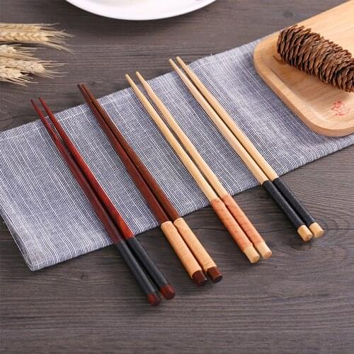 Handmade Natural Wooden Chopsticks Set Value Gift Natural Retro Household Tableware Chinese Long Chopsticks Portable Sushi Chops