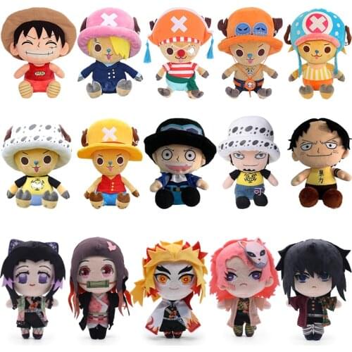 20cm Anime Demon Slayer Plush Tanjirou Nezuko Plushie Toys Anime One Piece Luffy Sanji Chopper Plush Dolls Stuffed Toys for kids