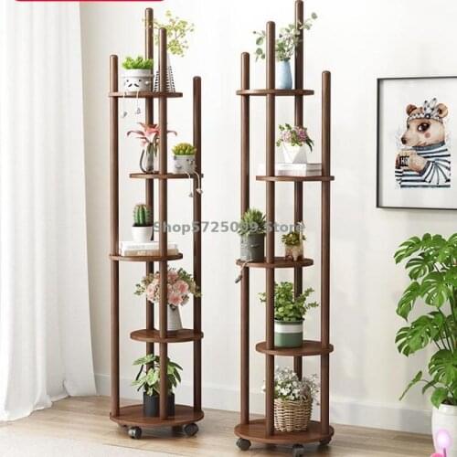 All solid wood green radish flower stand Chinese style living room balcony shelf flower table decoration shelf floor multi-layer