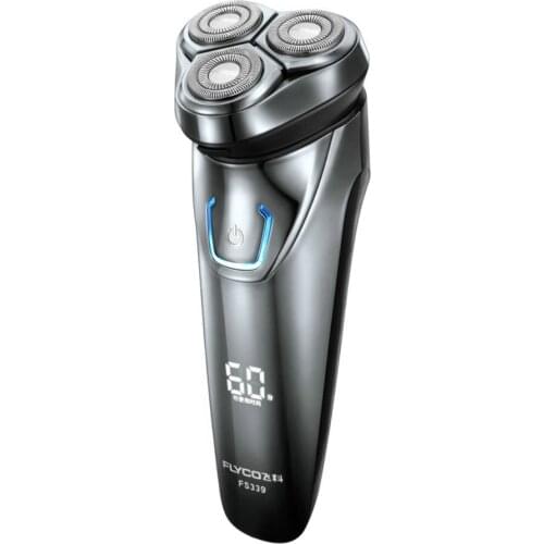 Hot FLYCO Washable Rechargeable Rotary Mens Electric Shaver Razor with 3D Floating Heads 1 Hour Quick Charge Hair Removal FS339