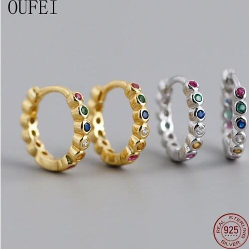 OUFEI Hoop Earrings For Women Fashion Beautiful 100% 925 Sterling Silver Earrings Round Earrings Jewelry Gifts Jewelry EH1109