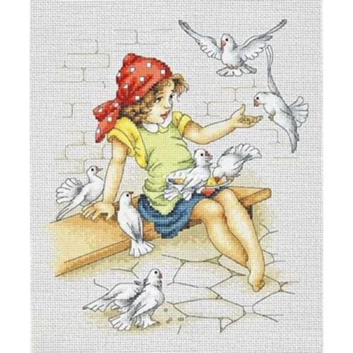 Pigeon girl patterns Counted Cross Stitch 11CT 14CT 18CT DIY Chinese Cross Stitch Kits Embroidery Needlework Sets