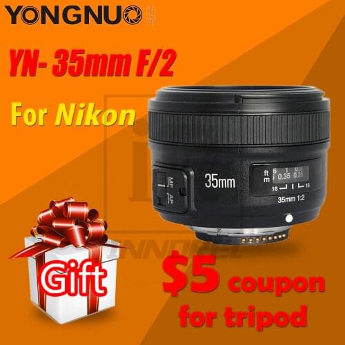 YONGNUO YN35mm F2.0 F2N Wide-angle AF/MF Fixed Focus Lens for Nikon F Mount D7100 D3200 D3300 D3100 D5100 D90 DSLR Camera 35mm