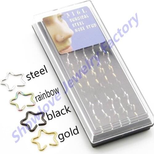 Showlove 40pcs/lot Assorted Color Ear Helix Tragus Cartilage Piercing Nose Hoop Rings Body Jewelry