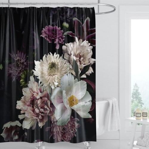 Natural Floral Shower Curtain 3D Flower Green Leaf Butterfly Water Color Art Nordic Modern Waterproof Bathroom Decor Curtain Set